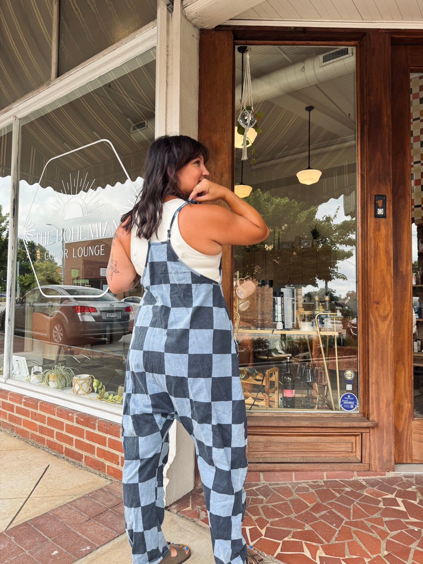 Checkered Denim Jumper