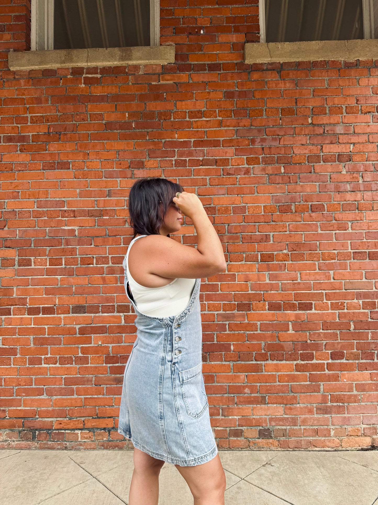 Janis Denim Mini Overall Dress