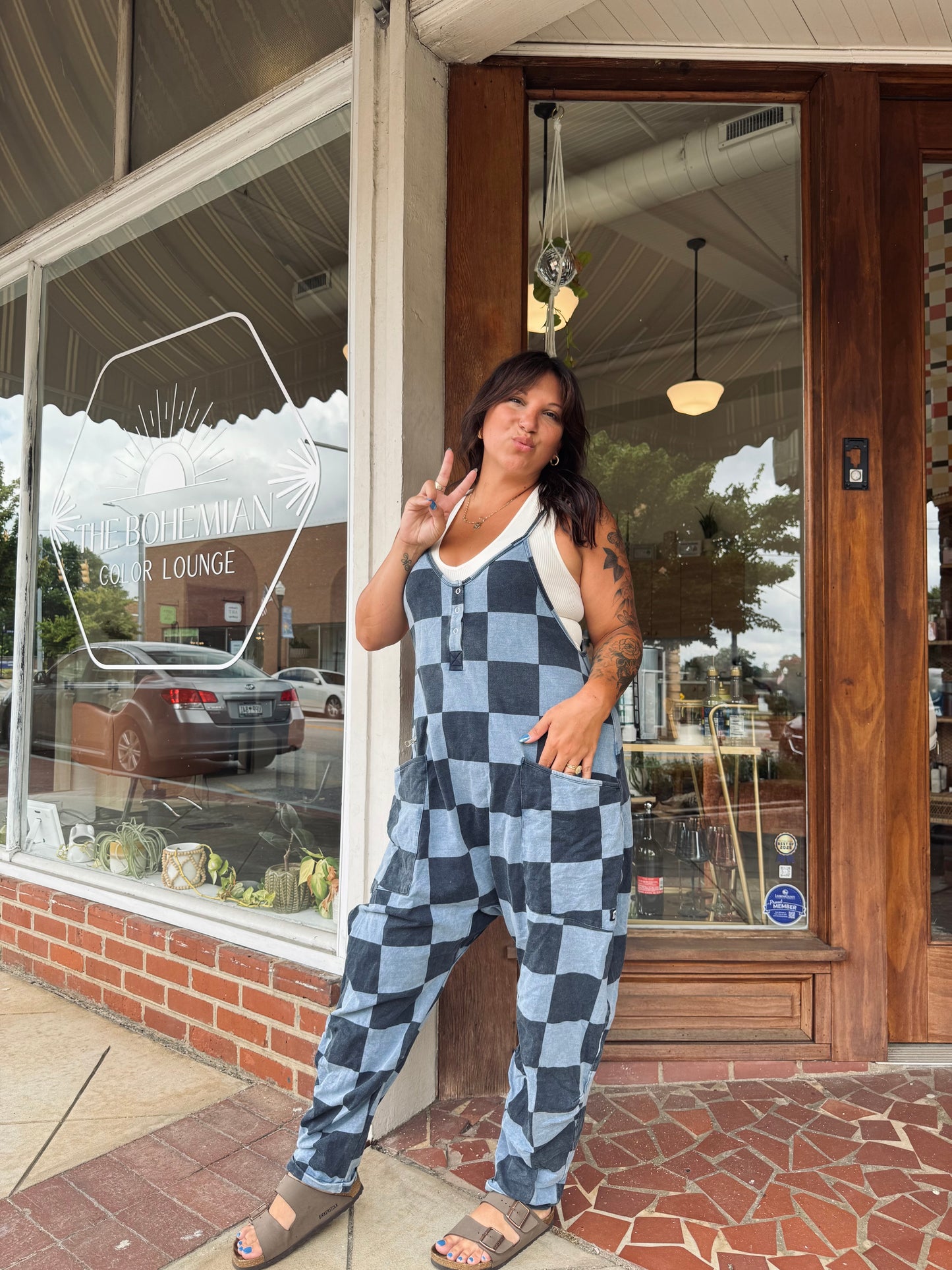 Checkered Denim Jumper