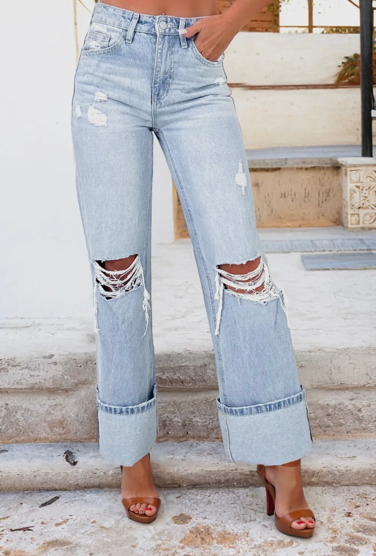 Juniper Folded + Distressed Jeans