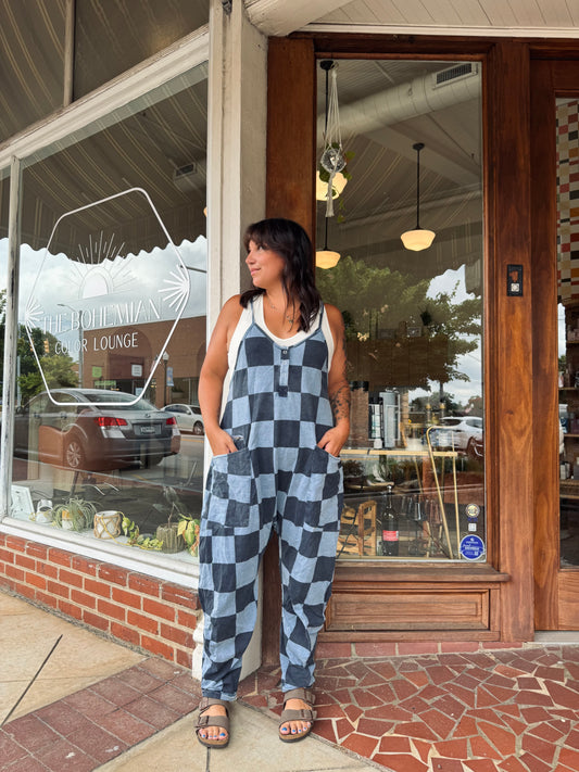 Checkered Denim Jumper