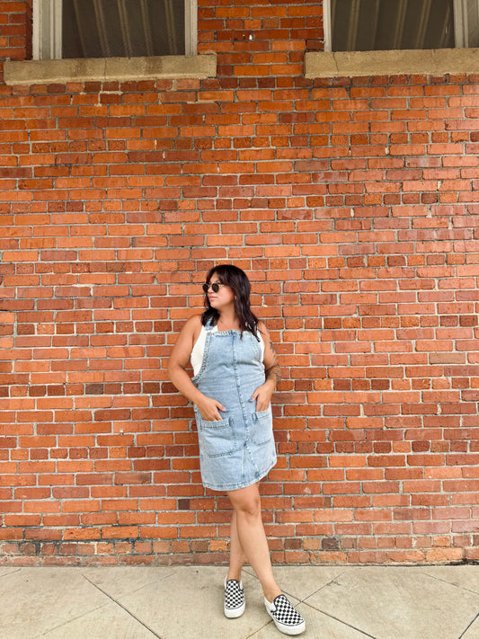 Janis Denim Mini Overall Dress